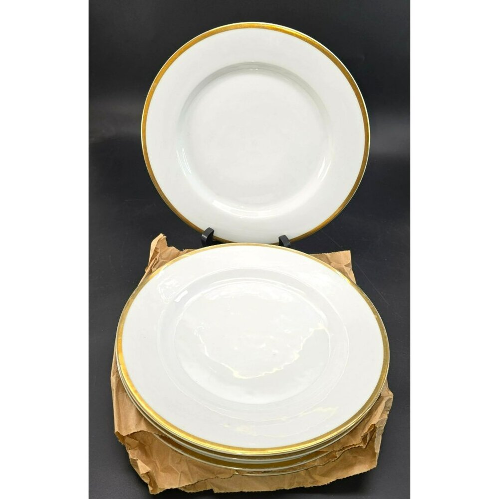 Vintage Turin Bavaria Lunch Plates White With Gold Trim 8.75" Set of 5 CM2111